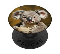 Adorable Koala Espresso Yourself Coffee Lover Art PopSockets PopGrip Adhésif