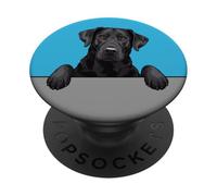 Adorable Labrador Noir regardant Un Chiot de Laboratoire Amusant pour Les Amoureux des Chiens PopSockets PopGrip Adhésif