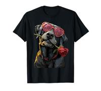 Adorable Labrador Retriever dans des Lunettes Rose Chien Saint-Valentin T-Shirt