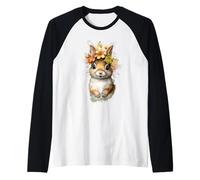 Adorable Lapin Aquarelle avec Couronne Florale Manche Raglan