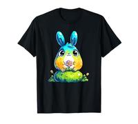 Adorable Lapin coloré Tenant Une Fleur de Printemps Pâques T-Shirt