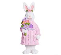 Adorable lapin de Pâques pour cheminée ou étagère avec symbolisme traditionnel du printemps et construction (rose)