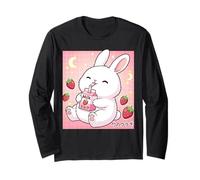 Adorable Lapin Fraise Lait Kawaii Art Japonais Manche Longue