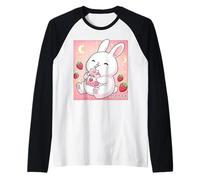 Adorable Lapin Fraise Lait Kawaii Art Japonais Manche Raglan