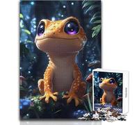 Adorable lézard Orange dans Une forêt enchantée - Puzzle de 1000 pièces - Jeu d'apprentissage pour développer sa motricité Fine pour des Moments de Joie - Dimensions:50x75cm