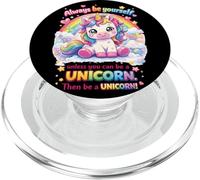 Adorable Licorne Always Be Yourself Pastel Rainbow Cloud Kawaii PopSockets PopGrip pour MagSafe