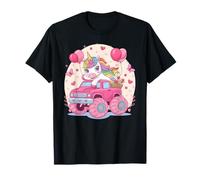 Adorable licorne chevauchant un camion monstre rose pour fête d'anniversaire T-Shirt
