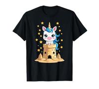 Adorable Licorne dans Un château de Sable Magique avec des étoiles T-Shirt