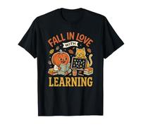 Adorable Livre d'apprentissage avec Chat Citrouille Tombant Amoureux T-Shirt