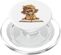 Adorable Livre de Lecture bébé Singe Animal Intelligent PopSockets PopGrip pour MagSafe