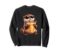 Adorable Loutre appréciant Le café glacé drôle Amateur de café Sweatshirt