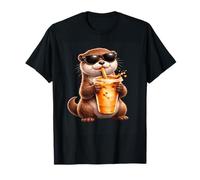 Adorable Loutre appréciant Le café glacé drôle Amateur de café T-Shirt