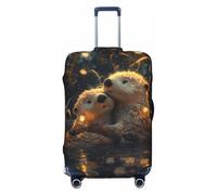 Adorable loutre paire de housses de bagages de voyage - Housses de protection élastiques pour valises de 45 à 32 cm, Noir, X-large