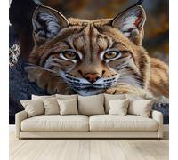 Adorable lynx perché sur un tronc d'arbre Papier Peint Panoramique Papier Peint Intissé Poster Geant Mural Personnalisé 3D Peinture Murale Tv Pour Salon Chambre Décoration Murale 300(H) x 210(L) cm