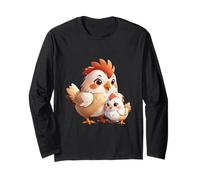 Adorable Maman Poule et bébé Poussin Dessin animé Manche Longue