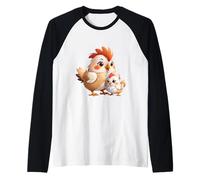 Adorable Maman Poule et bébé Poussin Dessin animé Manche Raglan