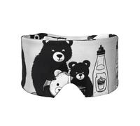 Adorable masque de sommeil réglable en forme d'ours en forme de bouteille de lait et cache-oreilles, bandeau unisexe pour dormir sur le côté (68,1 x 10,9 cm), couverture confortable pour l'intérieur