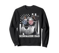 Adorable Mini Chien Schnauzer Papa fête des pères Drapeau USA 4 Juillet Sweatshirt