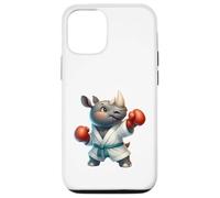 Adorable Motif Animal de rhinocéros Boxe, Arts Martiaux Coque pour iPhone 12/12 Pro