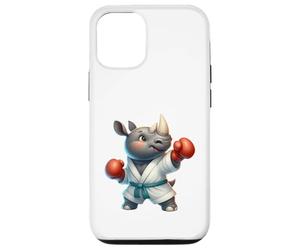 Adorable Motif Animal de rhinocéros Boxe, Arts Martiaux Coque pour iPhone 12/12 Pro