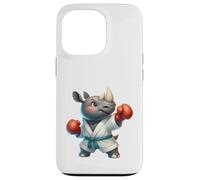 Adorable Motif Animal de rhinocéros Boxe, Arts Martiaux Coque pour iPhone 13 Pro