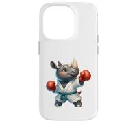 Adorable Motif Animal de rhinocéros Boxe, Arts Martiaux Coque pour iPhone 14 Pro