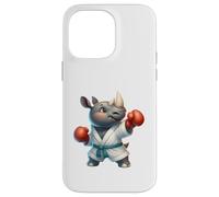 Adorable Motif Animal de rhinocéros Boxe, Arts Martiaux Coque pour iPhone 14 Pro Max