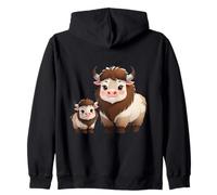 Adorable Motif Animal de Yak et de Veau de Dessin animé Sweat à Capuche