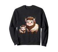 Adorable Motif Animal de Yak et de Veau de Dessin animé Sweatshirt