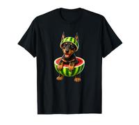 Adorable Motif de Chien Rottweiler en Forme de pastèque T-Shirt Graphique avec Valeur