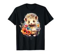 Adorable Motif de Fleurs Aquarelle hérisson T-Shirt