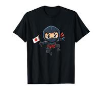 Adorable Ninja avec Drapeau Japonais Kawaii Anime T-Shirt