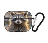 Adorable organisateur d'écouteurs en forme de raton laveur - Housse de protection antichoc pour Airpods Pro 2ème génération - Avec mousqueton - Noir