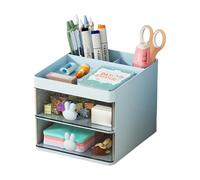Adorable organiseur de bureau avec poignées en forme de lapins avec tiroirs transparents, accessoire pour espaces de travail soignés et multifonctionnels