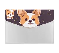 Adorable organiseur de documents Corgi en accordéon à 6 poches avec étiquettes, dossiers de documents de voyage, enveloppes en plastique avec fermeture à pression, 33 x 23 cm