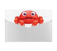Adorable organiseur de documents en accordéon à 6 poches en forme de crabe rouge avec étiquettes, enveloppes en plastique avec fermeture à pression, 33 x 23 cm
