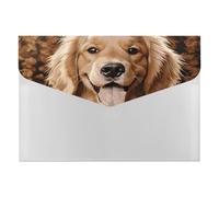 Adorable organiseur de documents Golden Retriever en accordéon à 6 poches avec étiquettes, dossiers de documents de voyage enveloppes en plastique avec fermeture à pression 33 x 23 cm