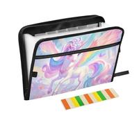 Adorable organiseur de fichiers accordéon de couleur arc-en-ciel avec 13 poches format A4 avec fermeture éclair pour dossiers larges