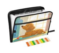 Adorable organiseur de fichiers accordéon marron avec 13 poches extensibles avec étiquettes, reçus, documents