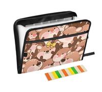 Adorable organiseur de fichiers en accordéon avec fermeture éclair - 13 poches - Format A4 - Marron