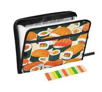Adorable organiseur de nourriture pour sushis et boules de riz, 13 poches, format A4, format lettre avec fermeture éclair pour organiseur de fichiers accordéon