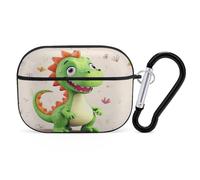 Adorable organiseur d'écouteurs en forme de dinosaure - Housse de protection antichoc pour Airpods Pro 2ème génération - Avec mousqueton - Noir
