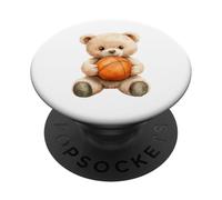 Adorable Ours en Peluche Aquarelle Joueur de Basket-Ball PopSockets PopGrip Adhésif