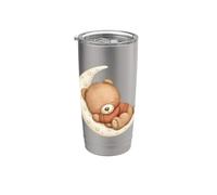 Adorable ours en peluche lune endormie Gobelet isotherme en acier inoxydable double paroi