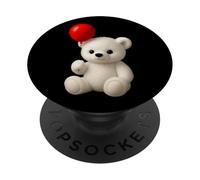 Adorable Ours en Peluche Polaire avec Ballons Rouges Mania PopSockets PopGrip Adhésif