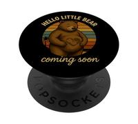Adorable Ours Enceinte rétro Coucher de Soleil Annonce de Grossesse PopSockets PopGrip Adhésif