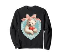 Adorable Ours Polaire Valentine avec cœur Coquette d'animal Vintage Sweatshirt