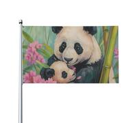Adorable Panda Et Son Petit Drapeaux Solide Drapeau De Jardin Couleurs Vives Drapeau Pour Fête Extérieur Célébrations Vacances 90X150Cm