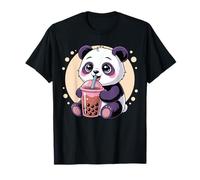 Adorable Panda Kawaii Anime Buvant du thé aux Bulles pour Fille T-Shirt