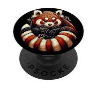 Adorable Panda Rouge pour Femme et Fille PopSockets PopGrip Adhésif